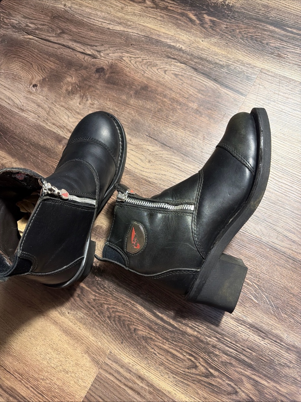 Red Wing Black Leather Motorcycle Boots 1671 Double Zipper Biker Women’s 8 D